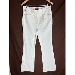 New POINT SUR SKINNY FLARE Womens Flare Legs Corduroy Pants Size 30 White